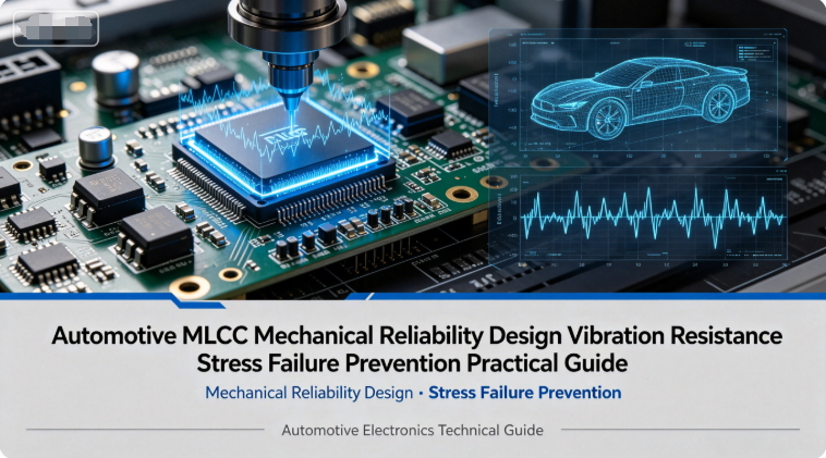 Beyond high temperature and high humidity, the complexity of automotive environments makes mechanical stress and vibration shock a “hidden killer” of MLCC failures. Vibration during driving, chassis and engine resonance, PCB bending deformation, and mecha